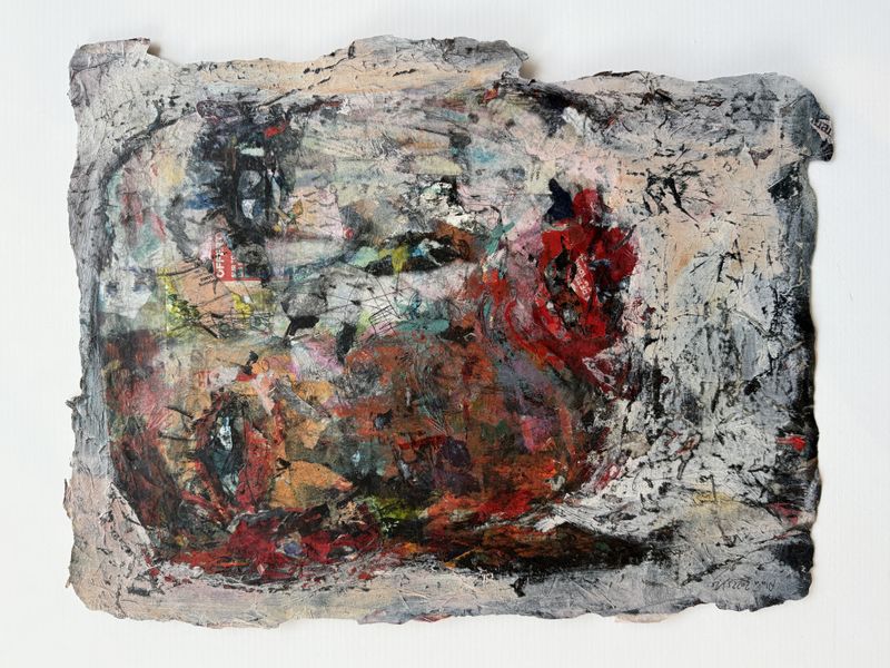 Collage 8, maleri på papir